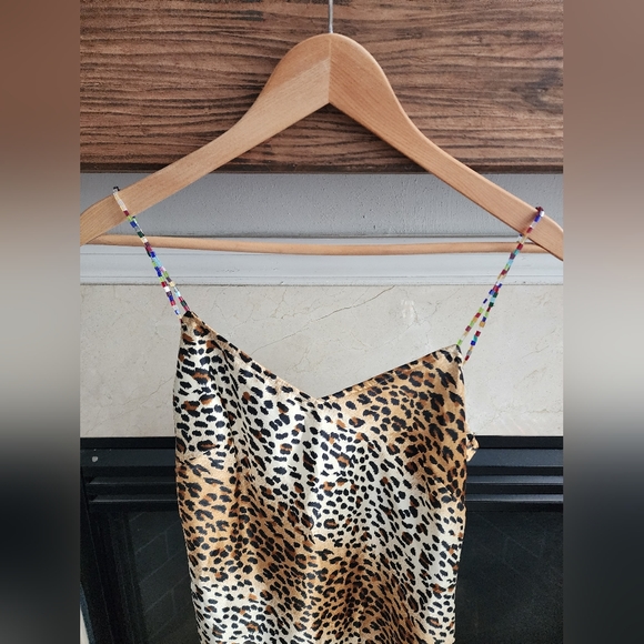 Vintage ABS Allen Schwartz Asymmetric Leopard Print Dress - Picture 7 of 8